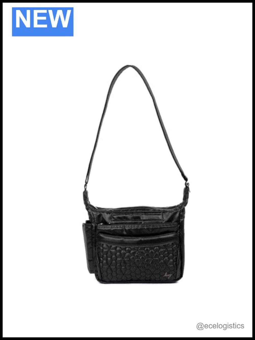 Pu Lug Flutter SE Crossbody Bag Quilted Gunmetal Hardware Zip Pockets